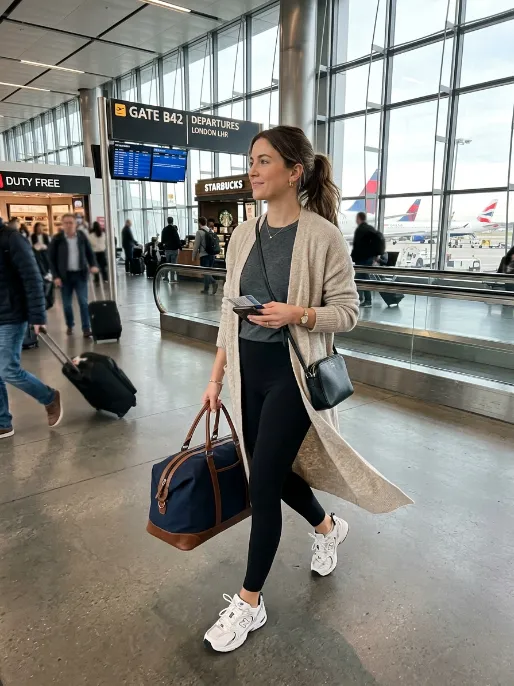 Leggings and a long cardigan