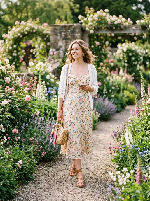 Lightweight cardigan over a sundress