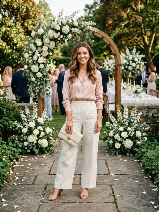 Linen pants with a blouse