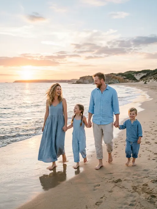 Linen in soft blues