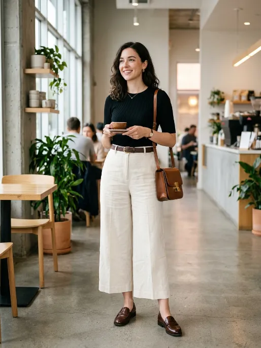 Loafers with culottes 1