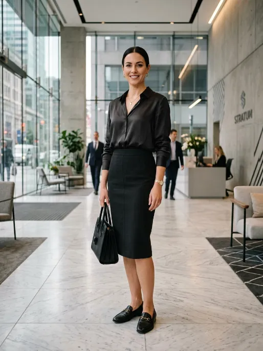 Loafers with a pencil skirt 1