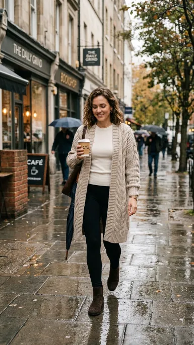 Long cardigan with leggings