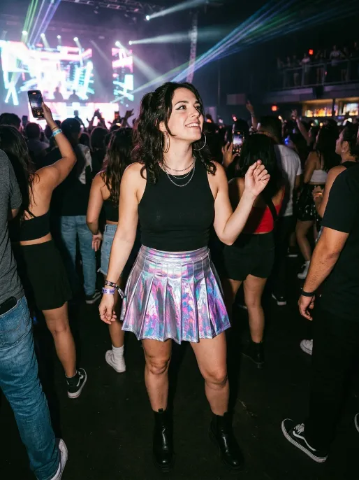 Metallic skirt with a plain tank