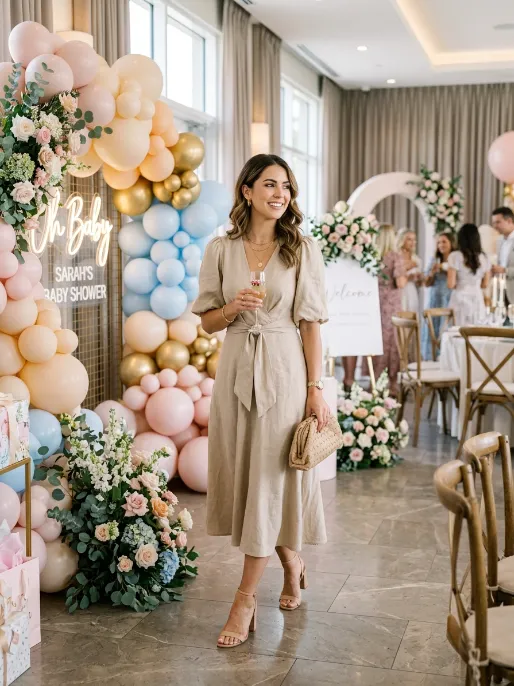 Midi dress in a neutral shade