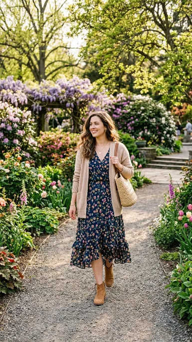 Midi dress with a cardigan