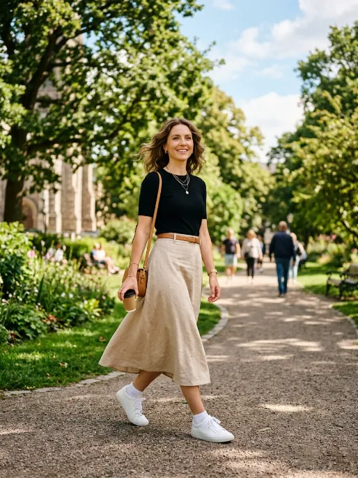 Midi skirt with a fitted top