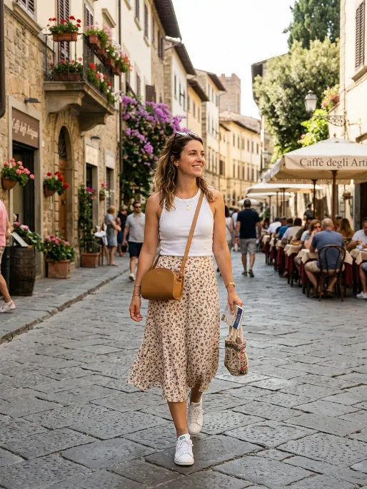 Midi skirt and a basic tank