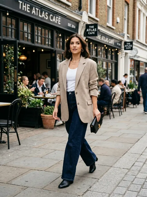 Oversized blazer over a simple tank