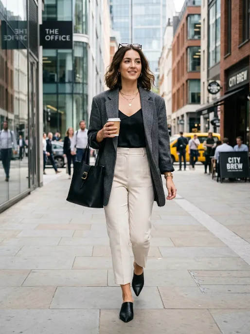 Oversized blazer with fitted camisole