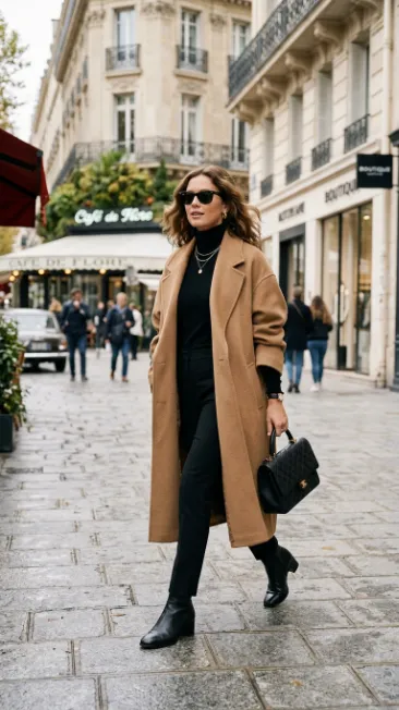 Oversized coat over a fitted base
