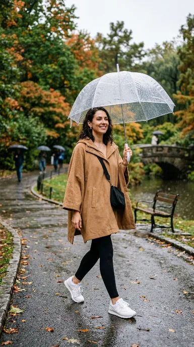 Oversized poncho with leggings