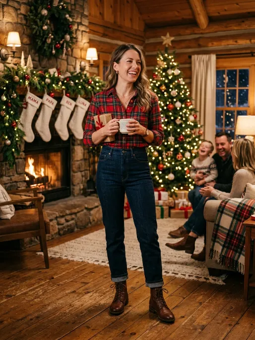 Plaid shirt with denim
