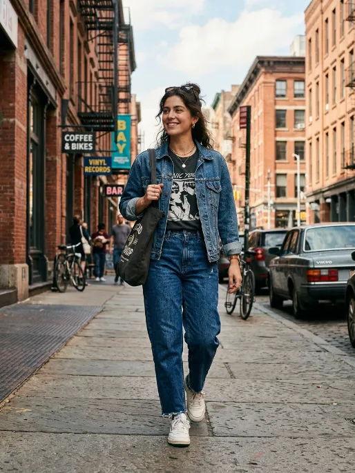 Retro sneakers with vintage denim
