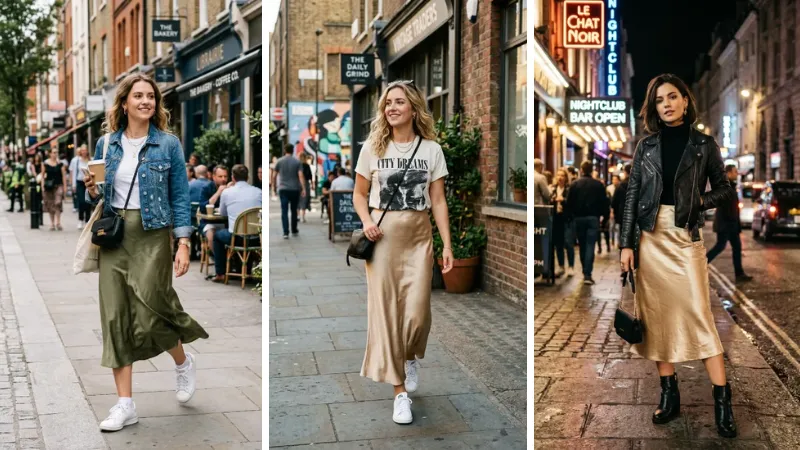 Satin skirt outfit ideas image