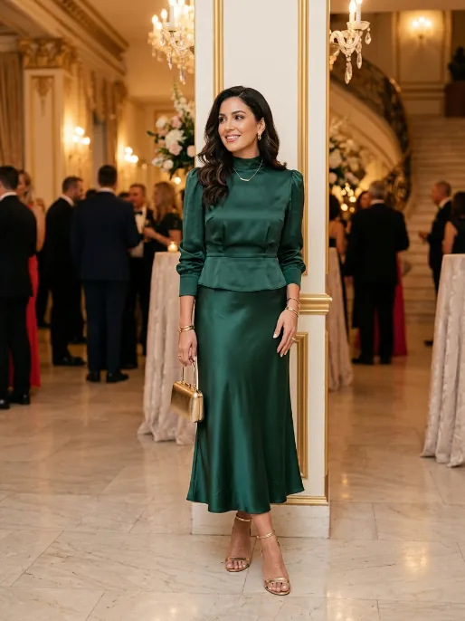 Satin skirt and matching set