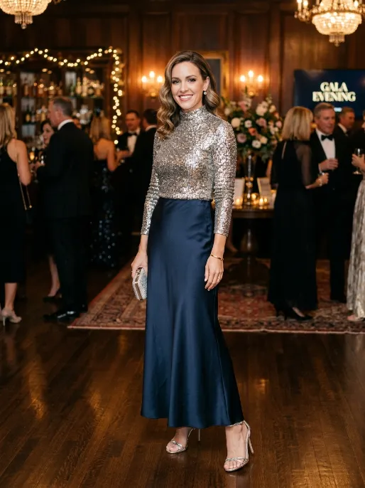Sequin or metallic top