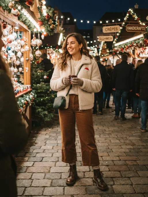 Sherpa jacket with corduroy pants