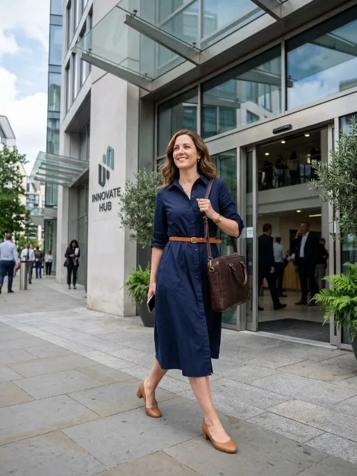 Shirt dress with belt
