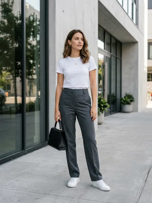 Simple tee and tailored trousers