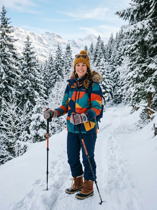 Ski style jacket with snow pants