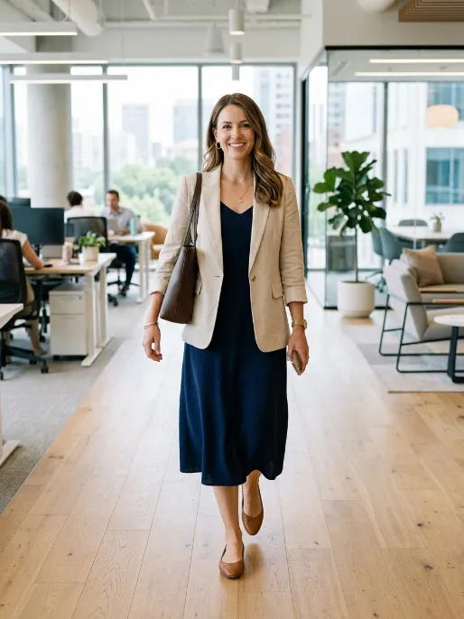 Sleeveless dress with light jacket