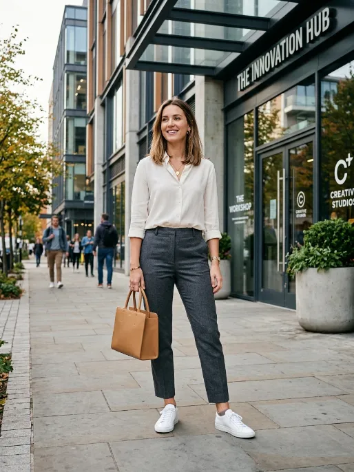 Sneakers with tailored trousers