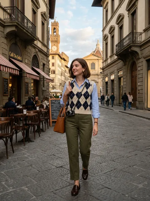 Sweater vest with a collared shirt