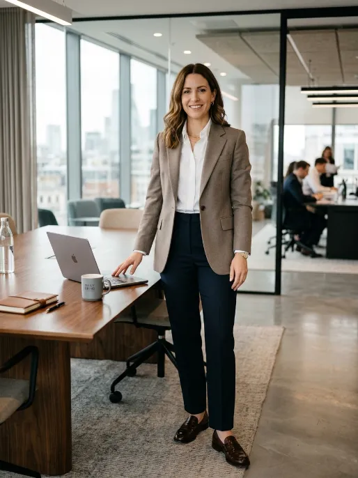 Tailored blazer with straight leg trousers