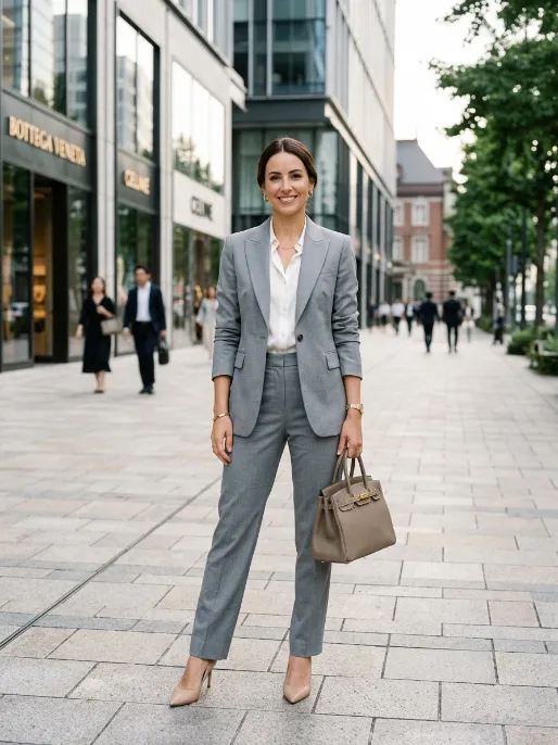 The power suit in muted tones