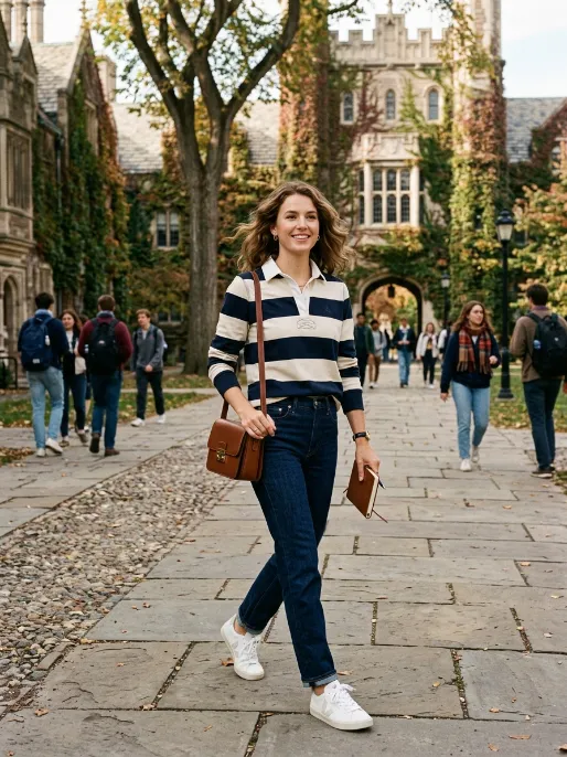 The rugby shirt and denim combo