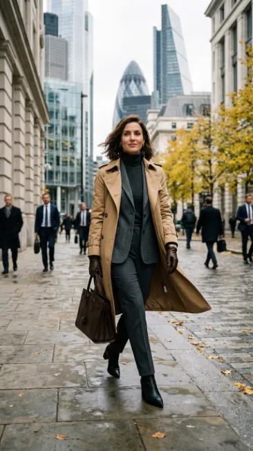 Trench coat over a blazer