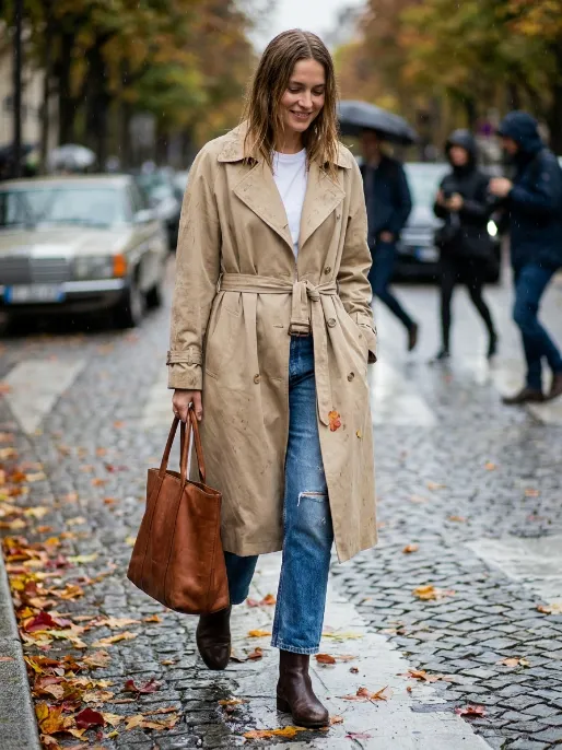 Trench coat over a simple outfit