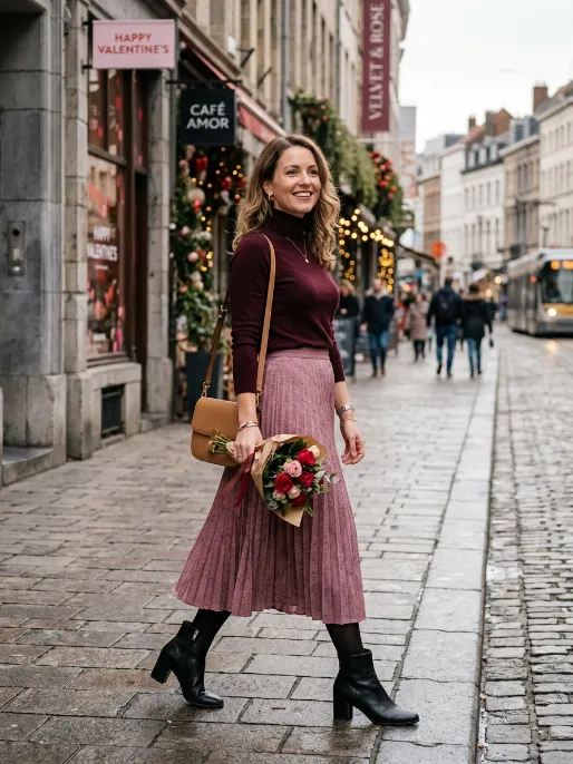 Turtleneck and skirt combo