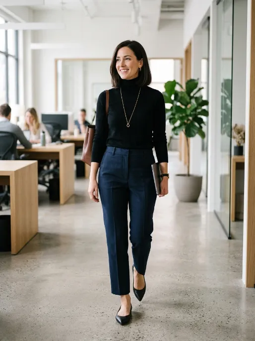 Turtleneck with tailored pants