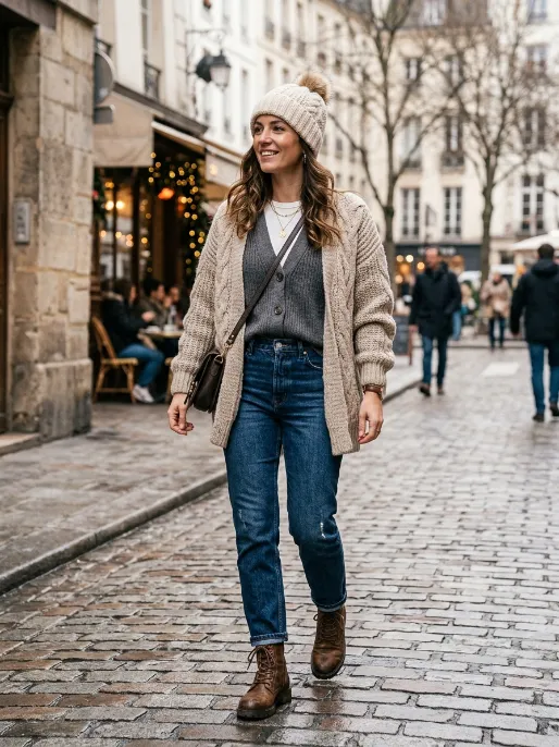 Two cardigan layering