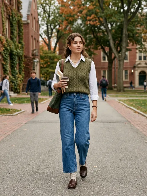 Vest and collared shirt combo