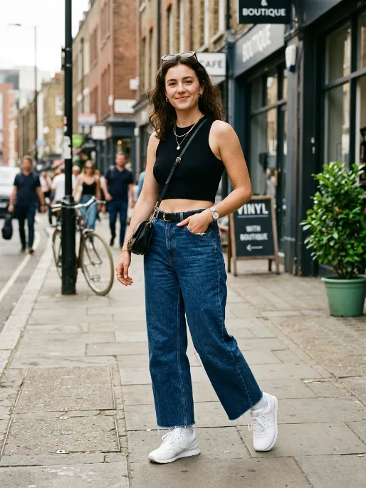 Wide leg jeans and crop top