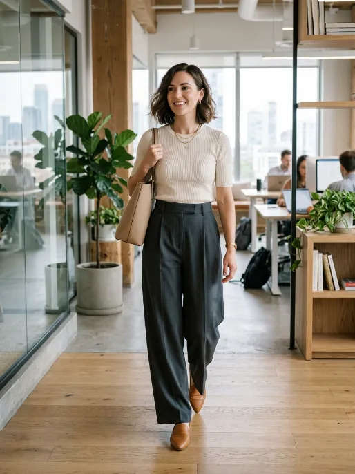Wide leg pants with fitted top