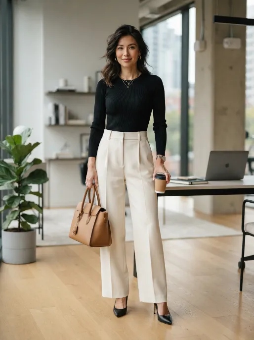 Wide leg trousers with a bodysuit