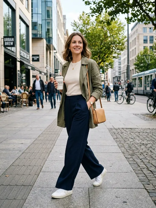 Wide leg trousers and a fitted top