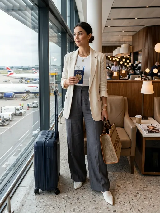 Wide leg trousers with a fitted tank and blazer