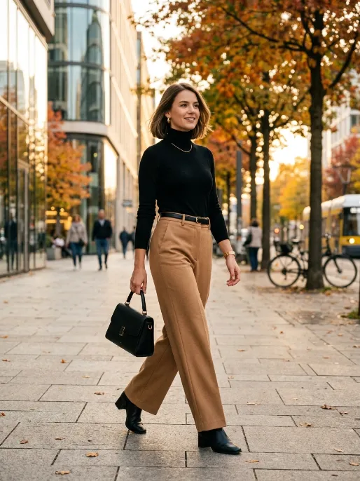 Wide leg trousers with a fitted top