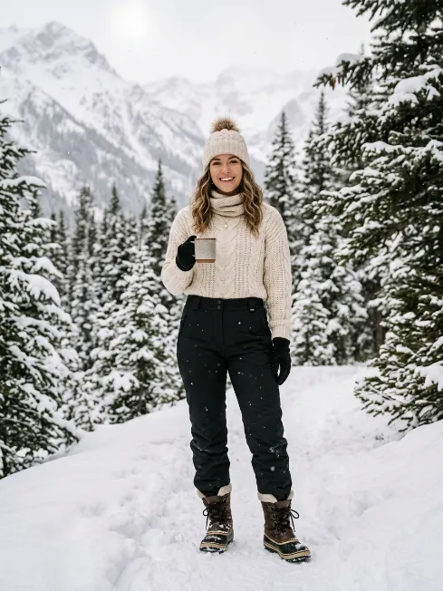 Wool Sweater with Waterproof Snow Pants