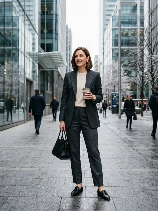 Wool trousers with a fitted blazer
