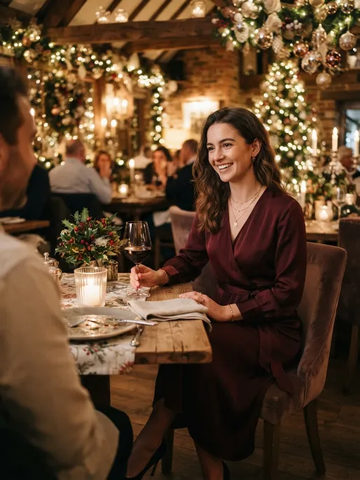 Wrap dress in burgundy