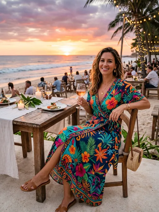 Wrap dress in a bold print