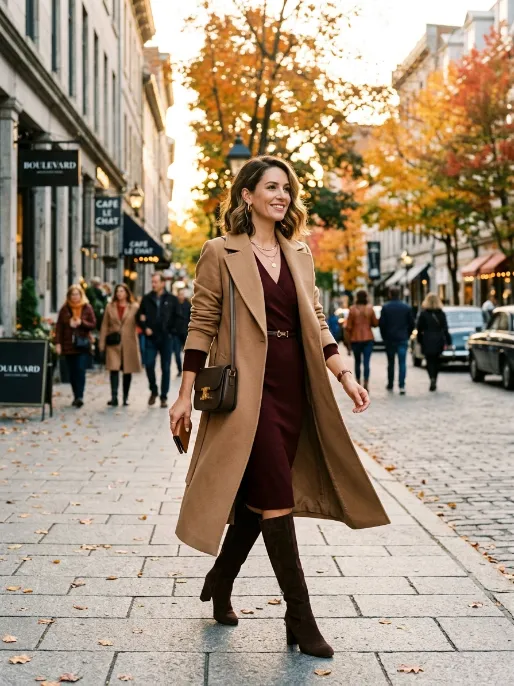 Wrap dress with a statement coat